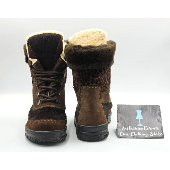 Hinher Women's Brown Leather Fur-Lined Lace-Up Boots Made In Italy Sz 8.5 (39) 2 - Picture 9 of 16